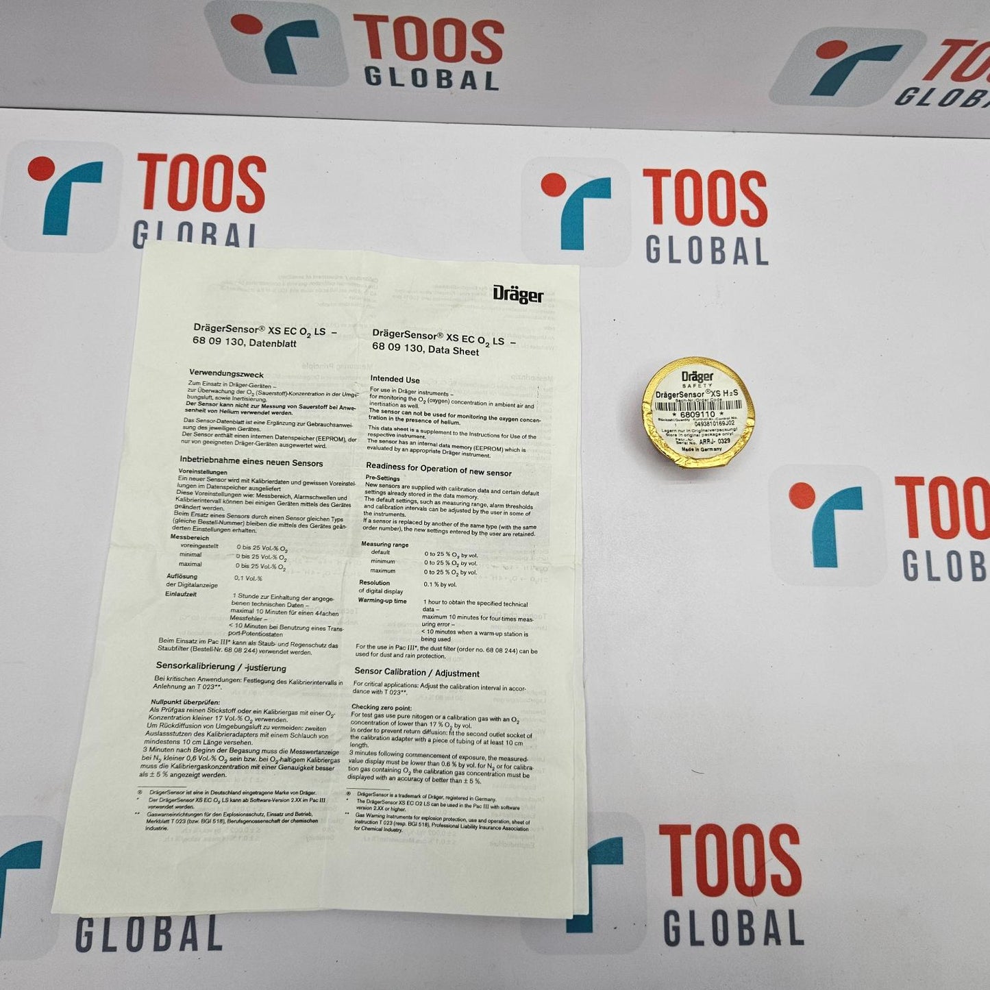 Document on a TOOS GLOBAL branded background with a gold badge.