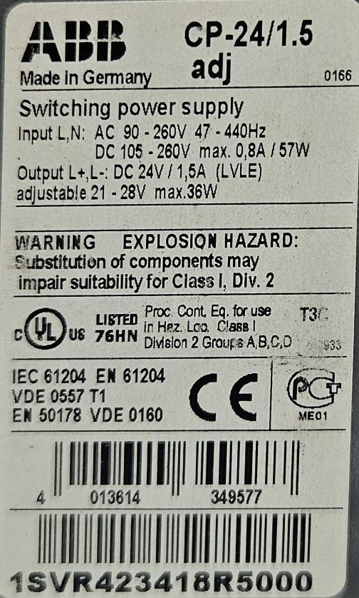 ABB CP-24/1.5 SWITCHING POWER SUPPLY