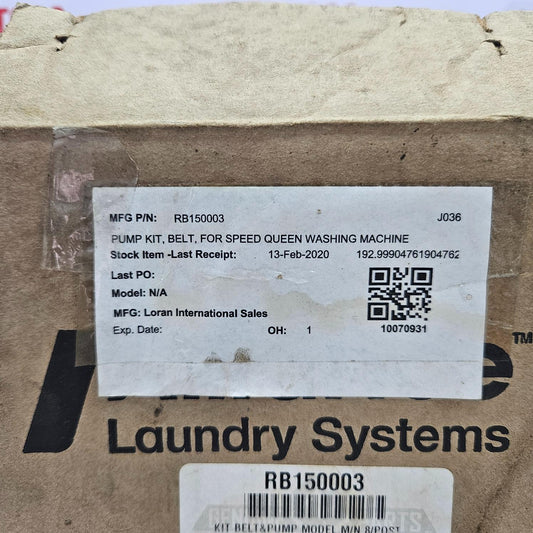 ALLIANCE LAUNDRY RB150003 PUMP KIT BELT FOR QUEEN WASHING MACHINE