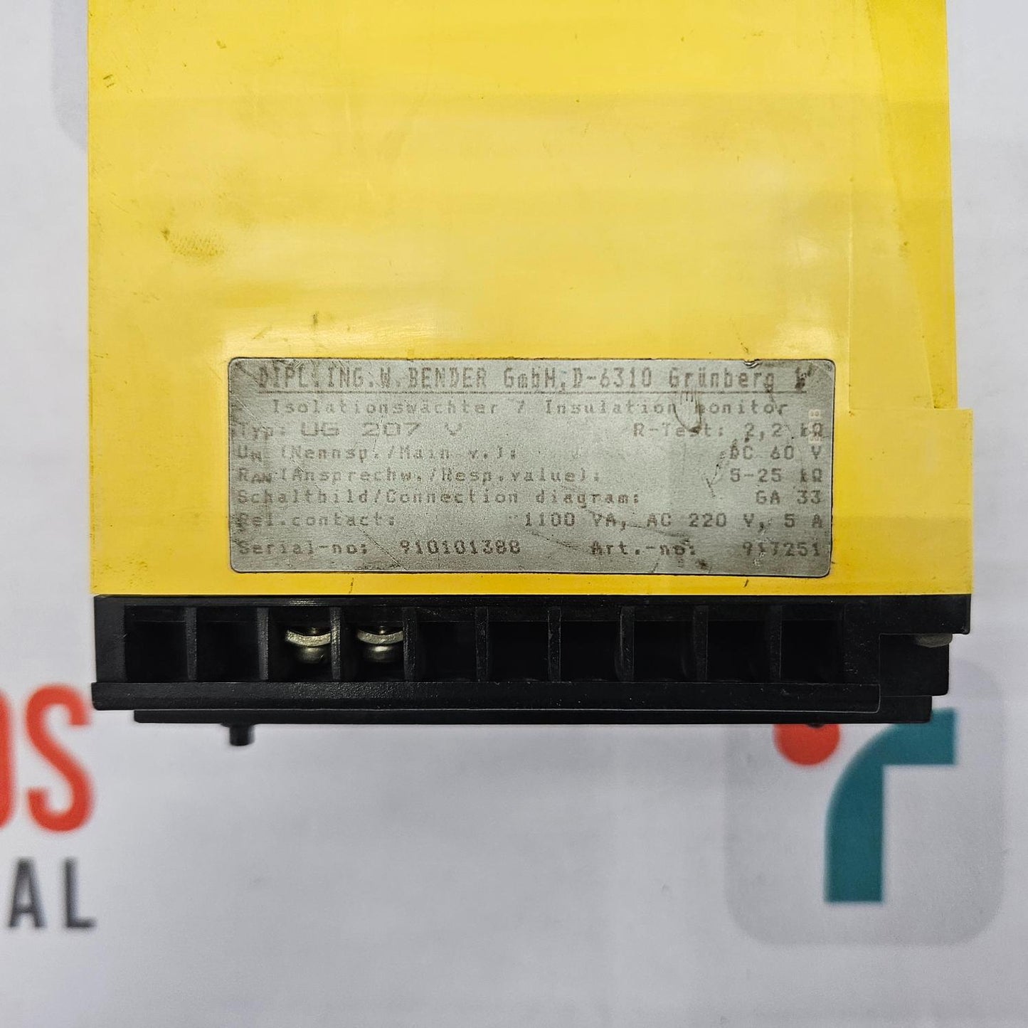 BENDER UG207V UG-ISOMETER EARTH FAULT MONITOR