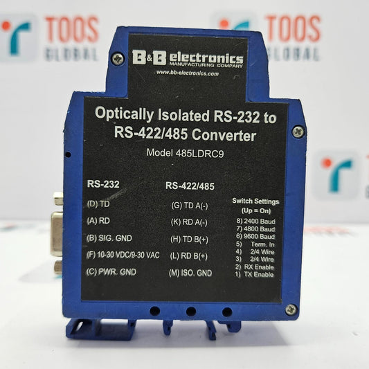 B&B ELECTRONICS 485LDRC9 OPTICALLY ISOLATED RS-232 TO RS-422/485 CONVERTER
