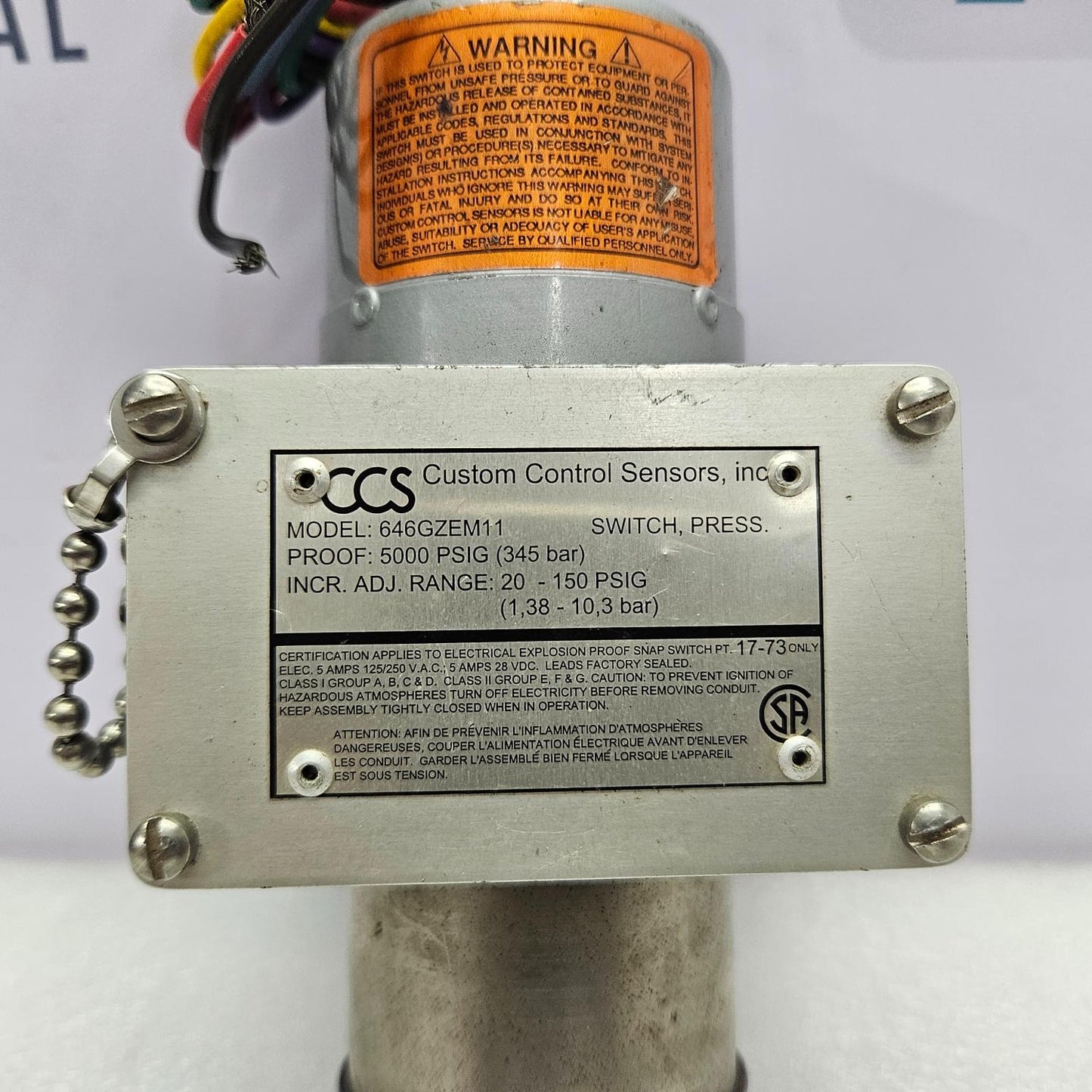 CCS SENSOR 646GZEM11 PRESSURE SWITCH 5000 PSIG NEW