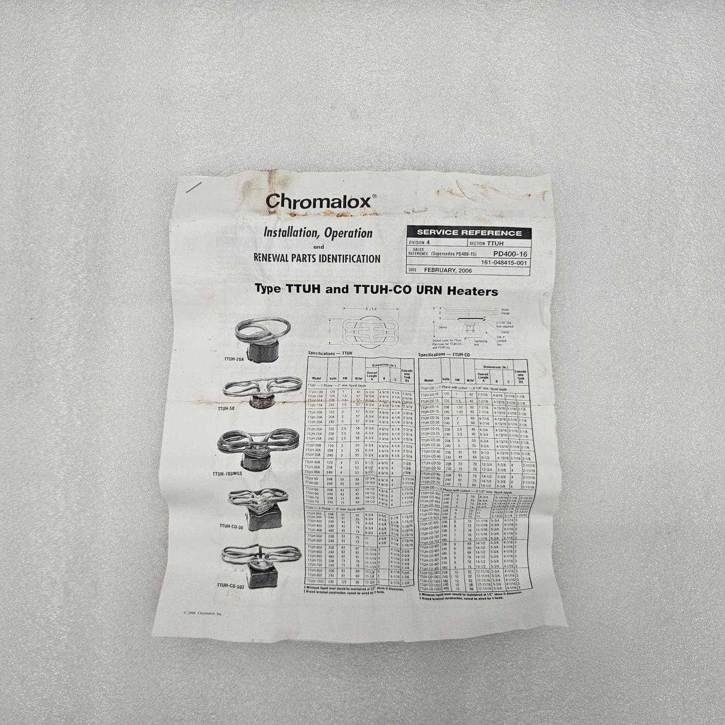 CHROMALOX REPAIR KIT FOR TTUH-CO-503 FLANGED IMMERSION HEATER NEW
