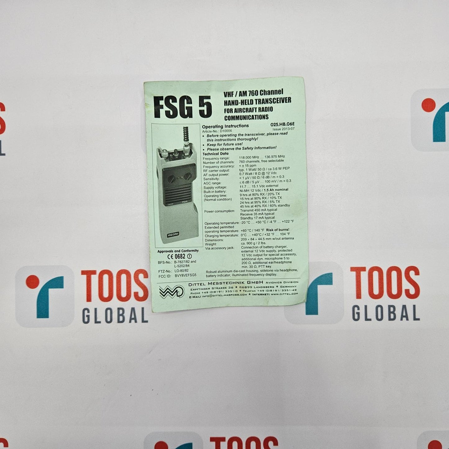DITTEL FSG 5 VHF-AM-TRANSCEIVER WITH ADAPTER