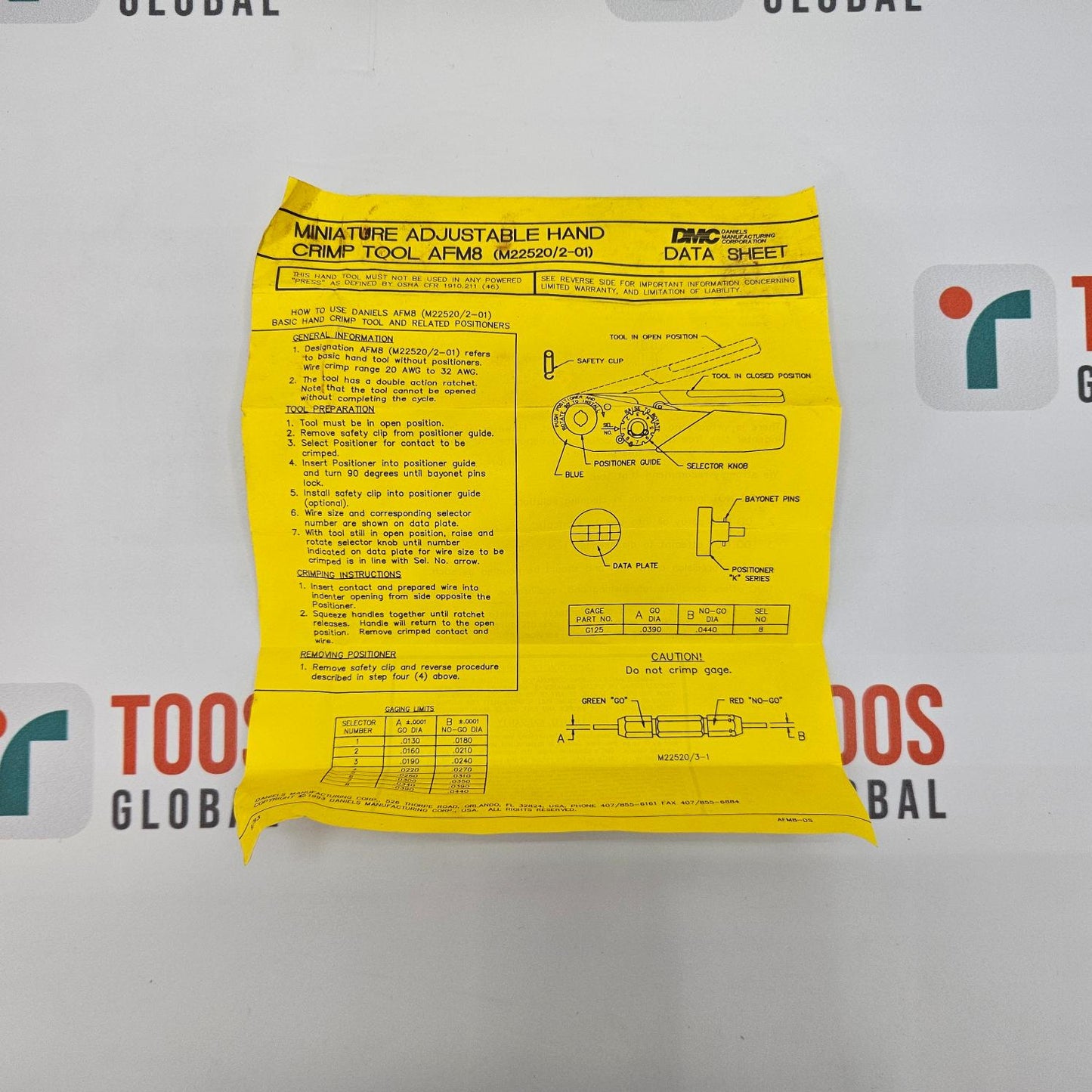 DMC DANIELS M22520/2-01 AFM8 CRIMPING TOOL
