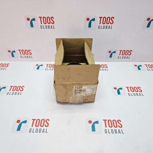 The image shows a hydraulic head assembly from DONALDSON, model P166353, packaged in an open cardboard box with the brand TOOS GLOBAL visible on the backdrop.