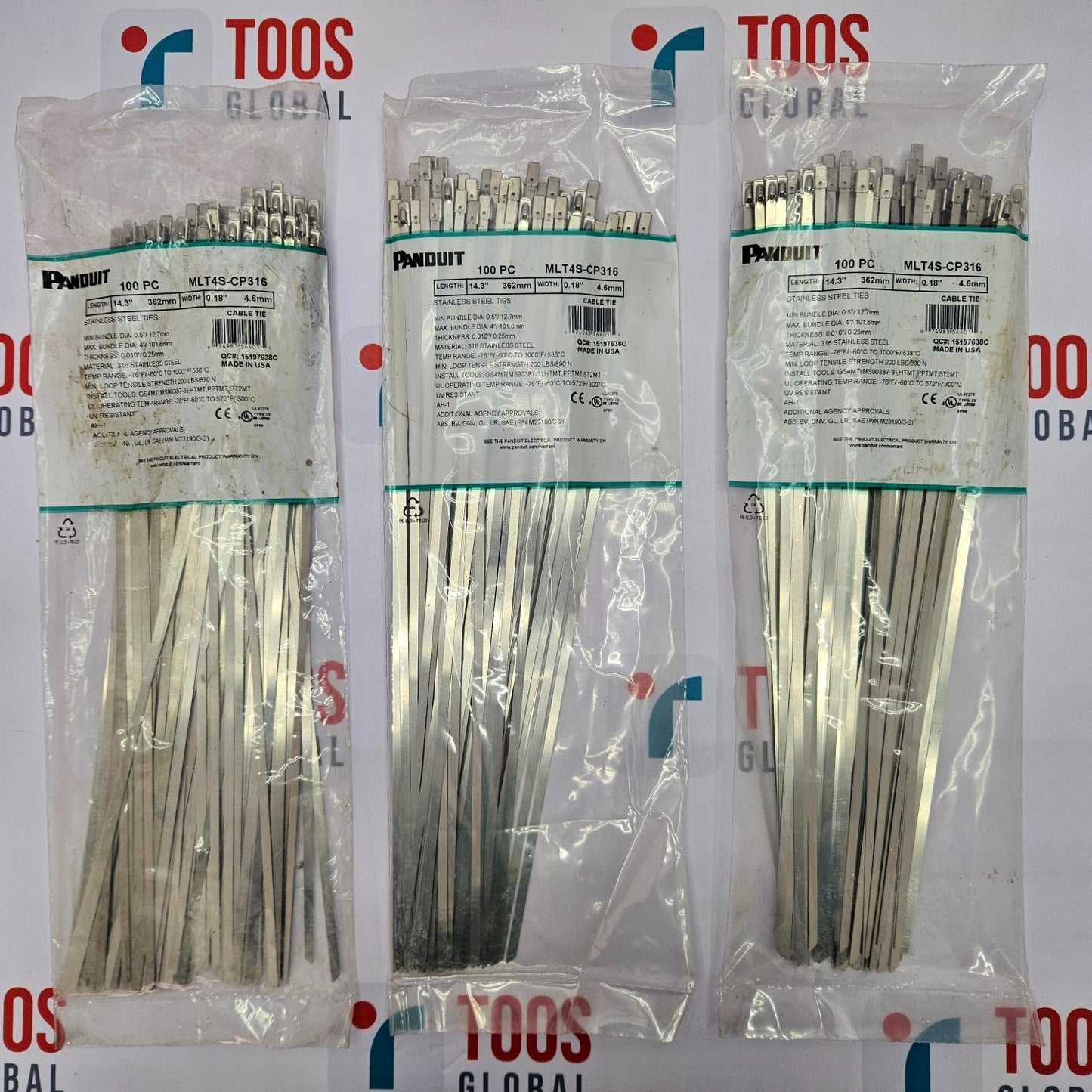 Panduit MLT4S-CP316 14.3" L Extra Heavy Duty Cable Tie Pack Of 300