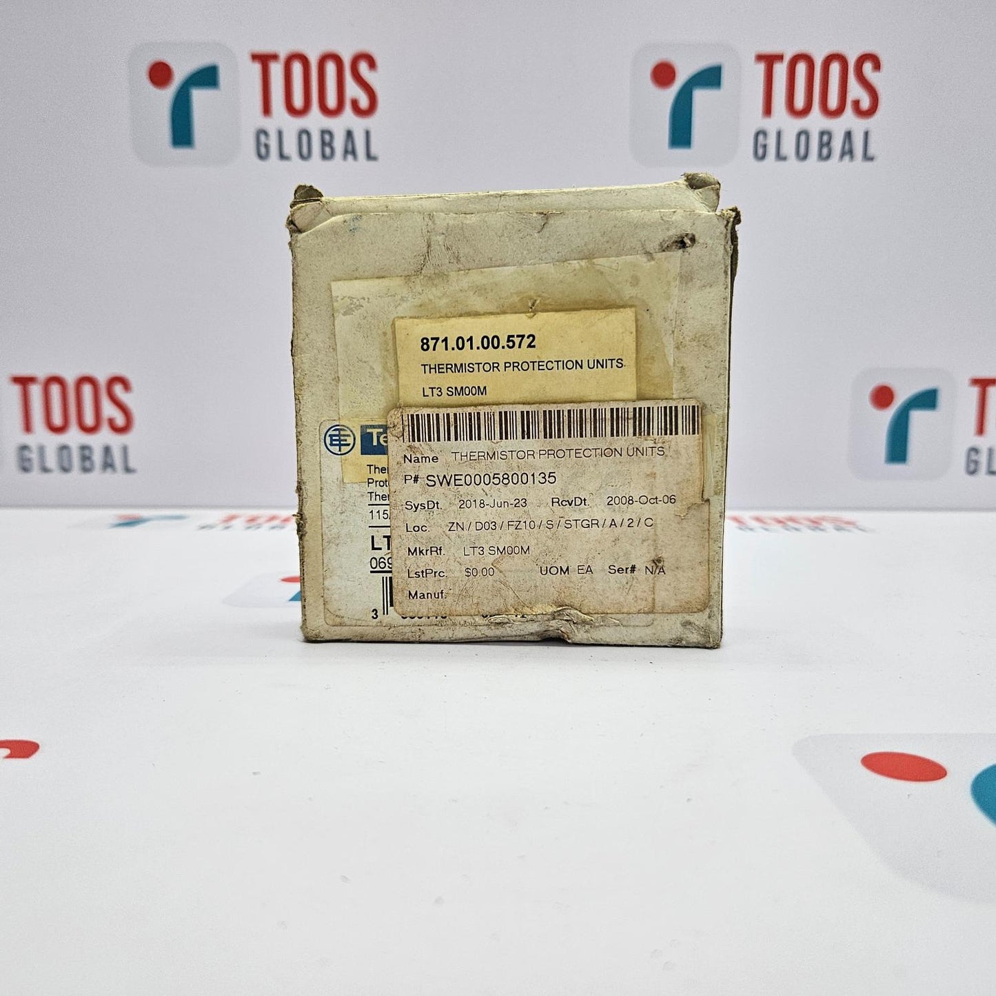 Box with technical labels on a white background with 'TOOS GLOBAL' branding.