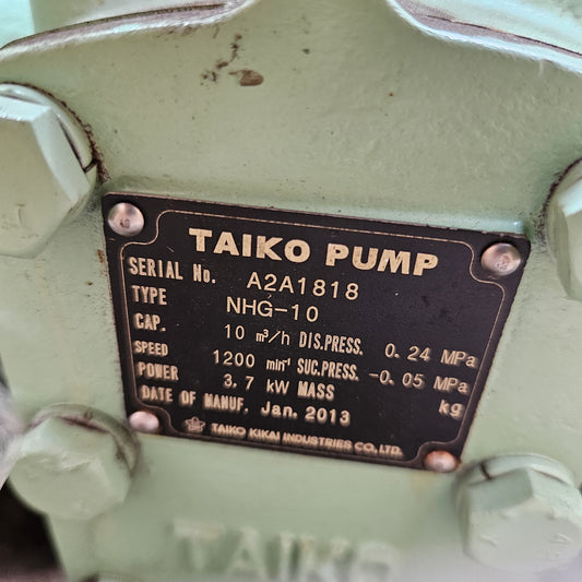 Taiko Kikai NHG-10 PUMP label on a mechanical component