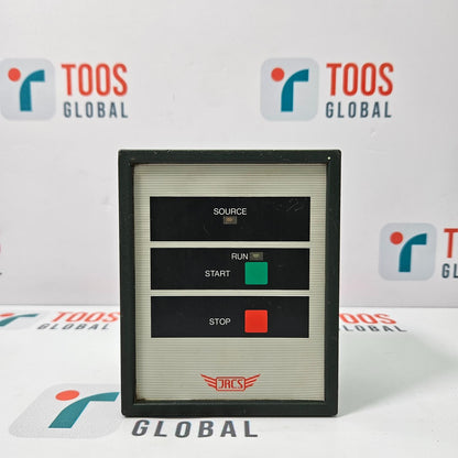 Control panel with buttons labeled 'Source', 'Run', 'Start', and 'Stop' on a white background with 'TOOS GLOBAL' branding.