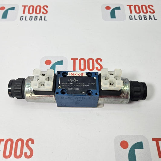 REXROTH R900955887 PRESSURE REDUCING SOLENOID VALVE 3DREP 6 C-20/25EG24N9K4/M Hydraulic valve with 'Rexroth' branding on a white background with 'TOOS Global' logos.