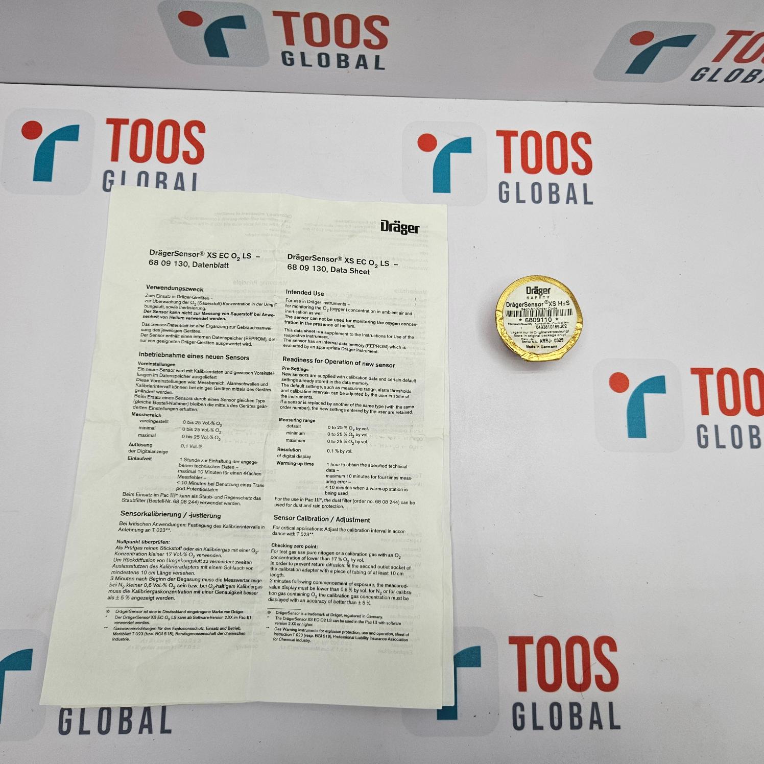 Document on a TOOS GLOBAL branded background with a gold badge.
