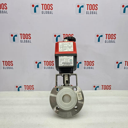 J+J J3C H55 ELECTRIC ACTUATOR WITH VALVE NEW Valve with a red actuator on a white background featuring 'TOOS Global' logos.
