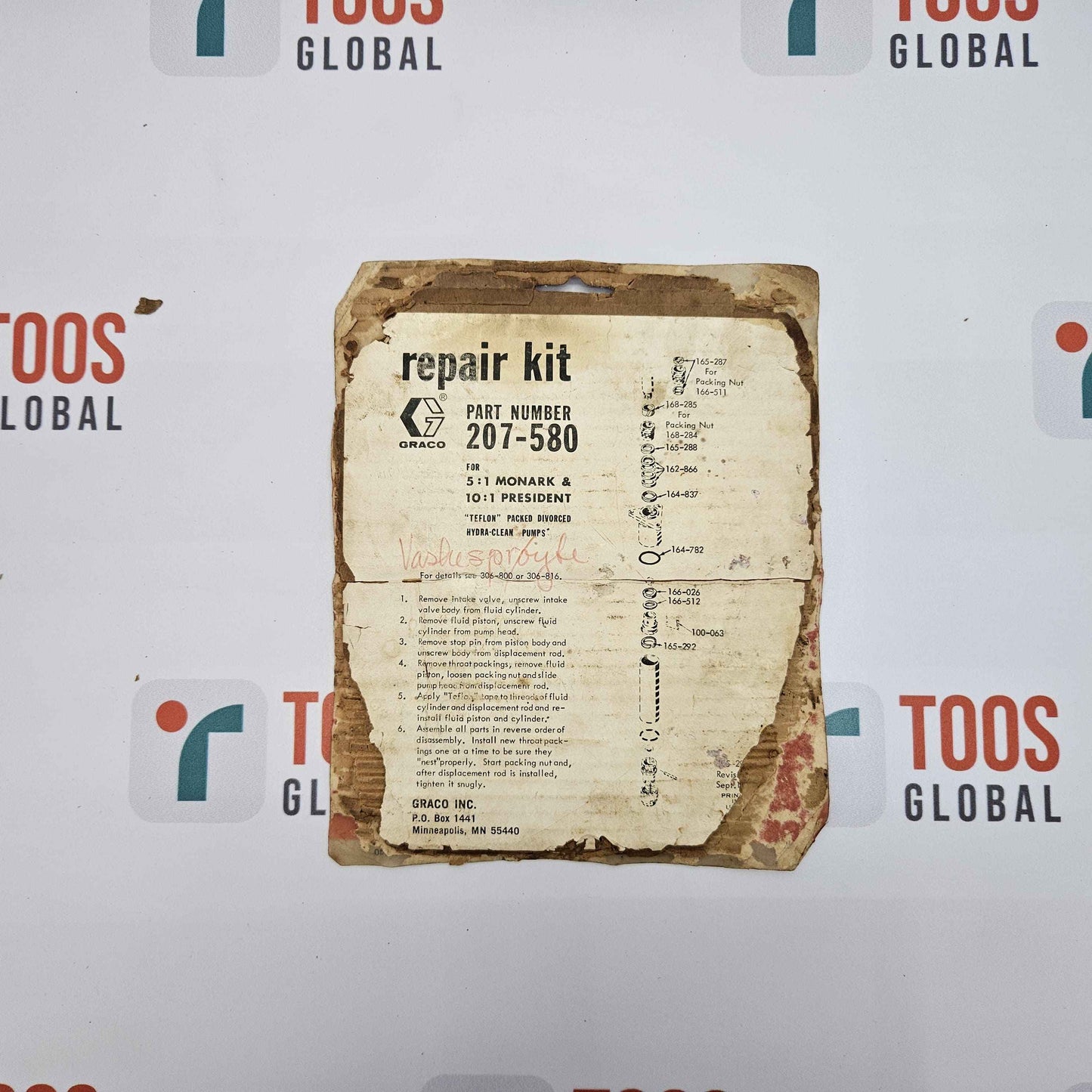 Graco 207-580 Repair Kit for Displacement Pumps OEM