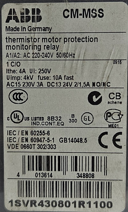 ABB CM-MSS Thermistor Motor Protection Monitoring Relay 1SVR430801R1100
