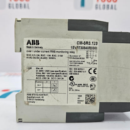 ABB CM-SRS.12S OVER/UNDER CURRENT RMS MONITORING RELAY 1SVR730840R0300