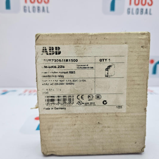 Cardboard box with ABB label on a blurred background