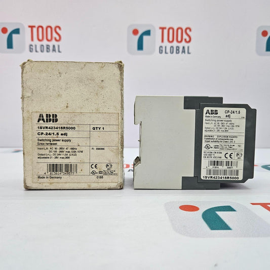 ABB switching power supply with packaging on a white background featuring 'TOOS GLOBAL' branding.