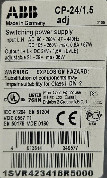 ABB CP-24/1.5 SWITCHING POWER SUPPLY