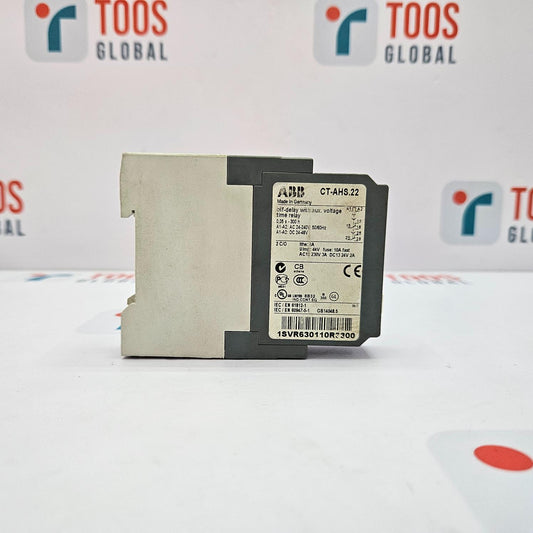 Electrical component with ABB branding on a white surface, branded background