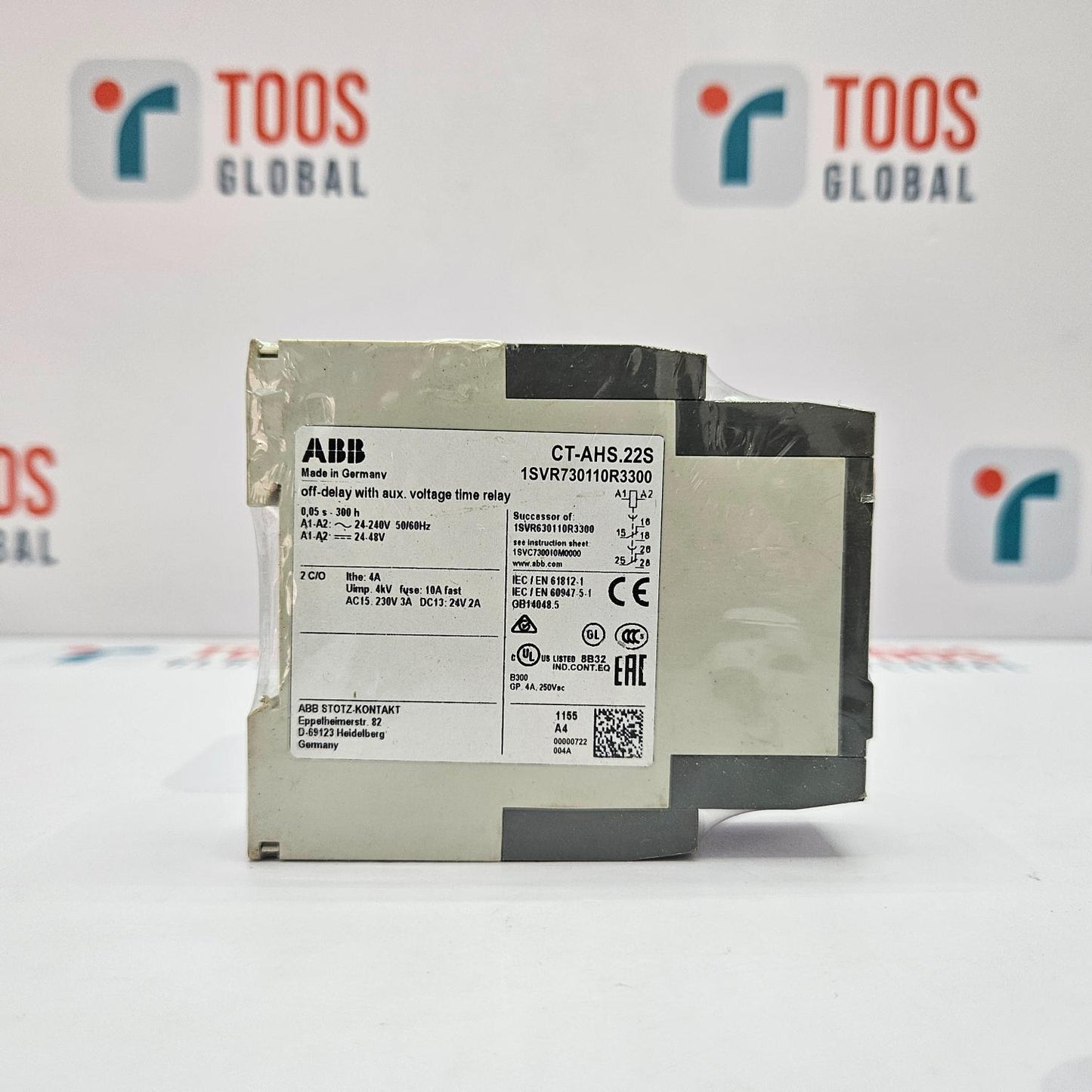 ABB electronic component with TOOS GLOBAL branding in the background