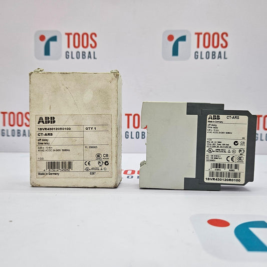 ABB electronic component with packaging on a TOOS GLOBAL branded background