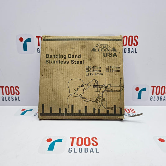 Cardboard box with 'Banding Band Stainless Steel' text on a white background with 'TOOS GLOBAL' branding.