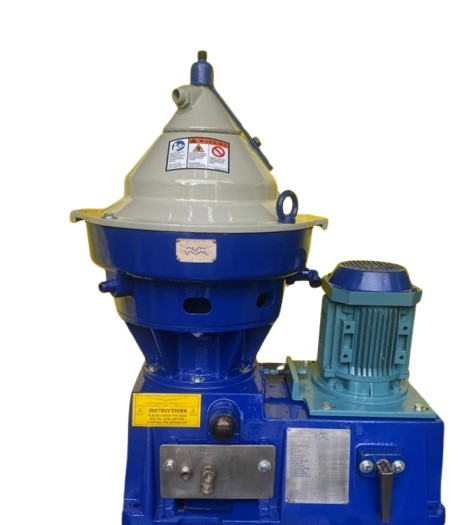 Blue industrial machine with visible branding ALFA LAVAL on a white background