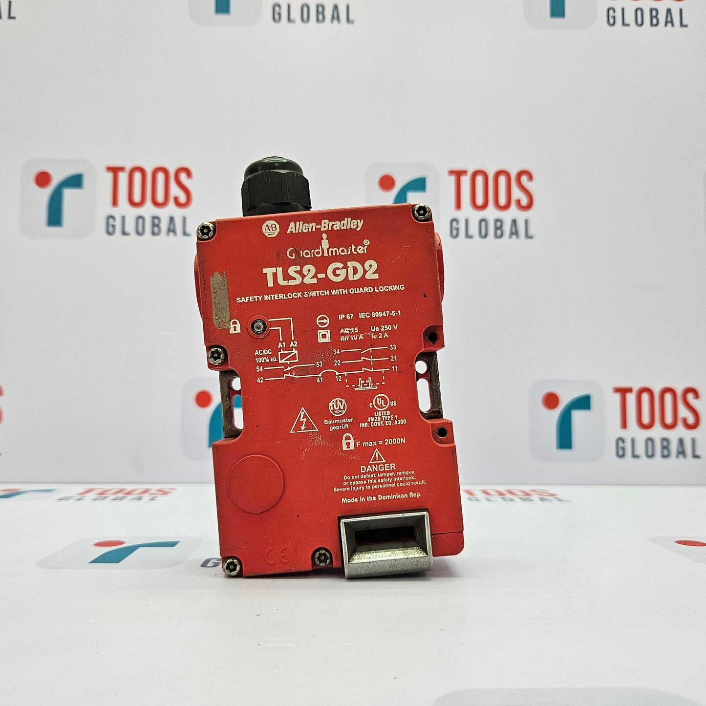 ALLEN-BRADLEY TLS2-GD2 GUARDMASTER SAFETY INTERLOCK SWITCH  on a white background with 'TOOS GLOBAL' branding.
