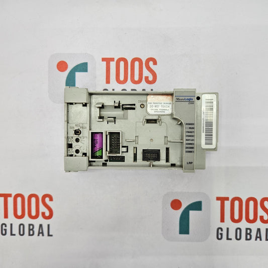 Electrical component with 'TOOS' branding on a light gray background
