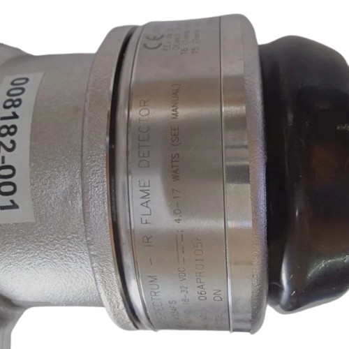 Flame detector with visible branding and model number on a white background