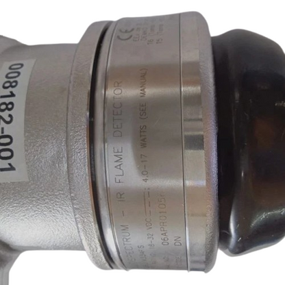 Flame detector with visible branding and model number on a white background