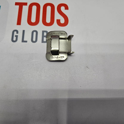 BAND-IT BUCKLES C254 1/2 INCH 12.70MM 100PCS Metallic sewing foot on a white background with partial text 'TOOS GLOB' visible.