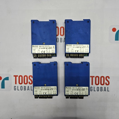 Four blue electronic modules on a TOOS Global branded background