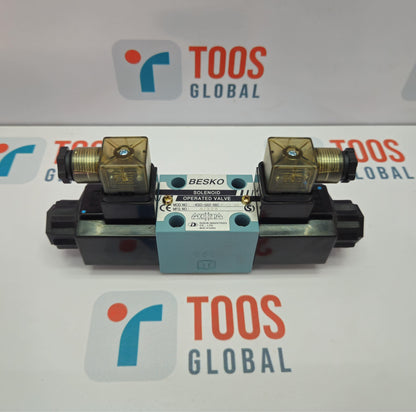 BESKO KSO-G02-66C P-CL-20 SOLENOID OPERATED VALVE Mechanical valve component with 'BESKO' branding on a TOOS GLOBAL branded background