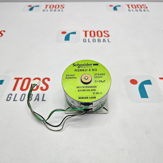 Motor with a green label on a TOOS Global branded background