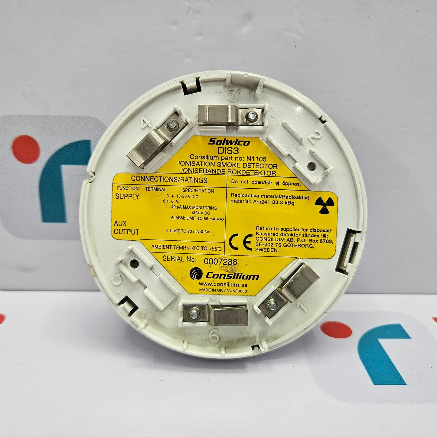 CONSILIUM SALWICO DIS3 IONISATION SMOKE DETECTOR PART NO N1105 WITHOUT BASE