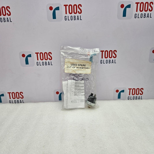 Packaged used spare part with 'Out of Inventory' label in front of a TOOS Global branded backdrop.