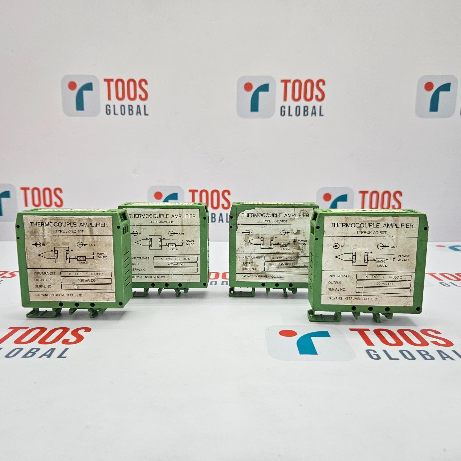 Four green electronic modules with technical drawings on a white background with 'TOOS GLOBAL' branding.