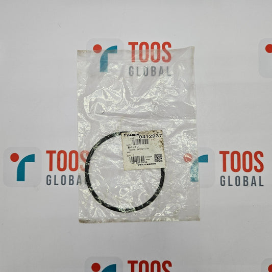 Black rubber ring on a transparent TOOS GLOBAL packaging with a white background