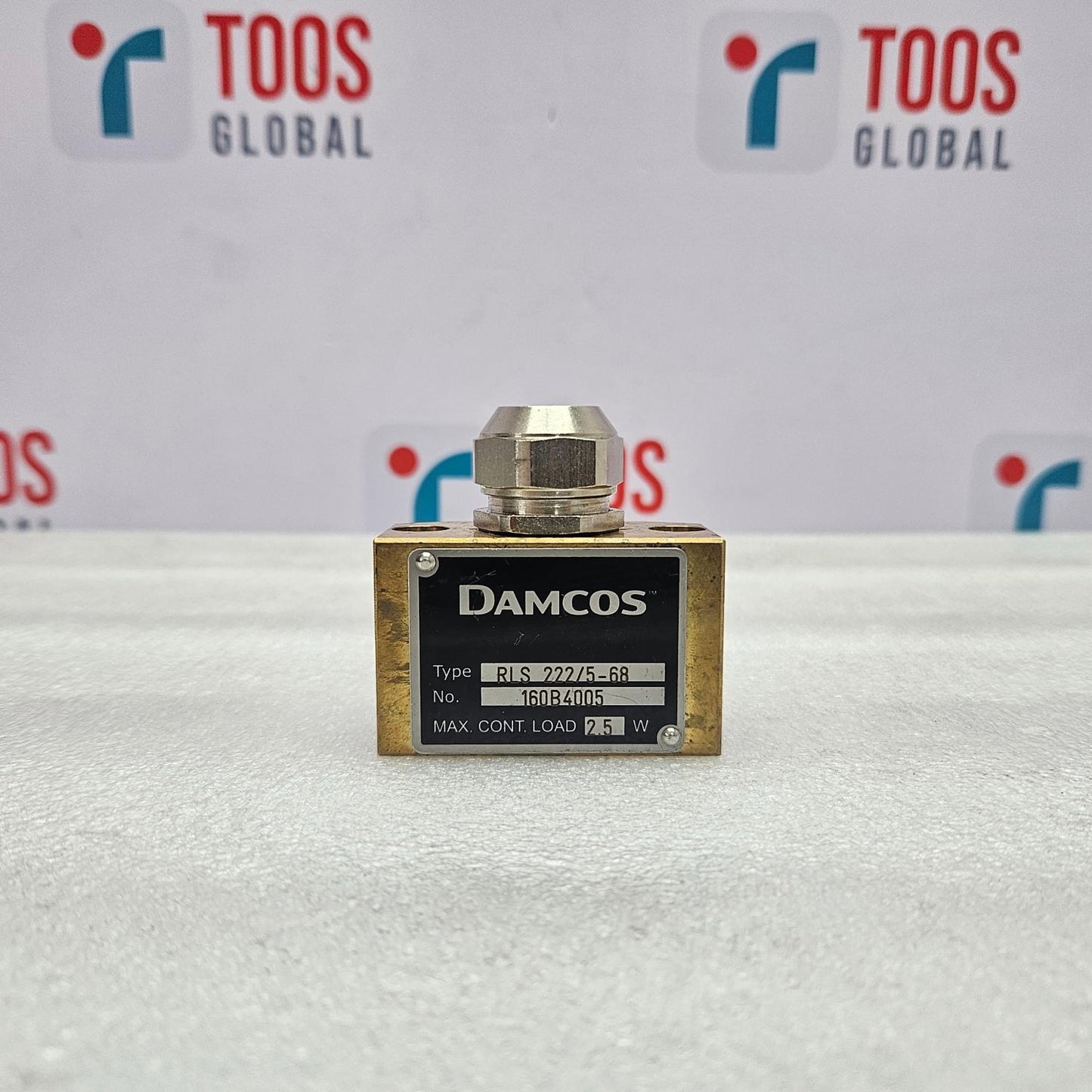 DAMCOS RLS 222/5-68 POSITION INDICATOR 160B4005 2.5W Metal valve with 'Damcos' branding on a white background with 'TOOS Global' logos.