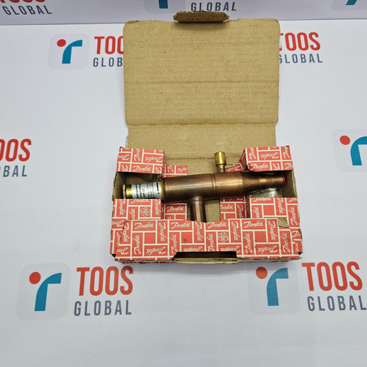 Brass valve in a red and white box on a TOOS GLOBAL branded background