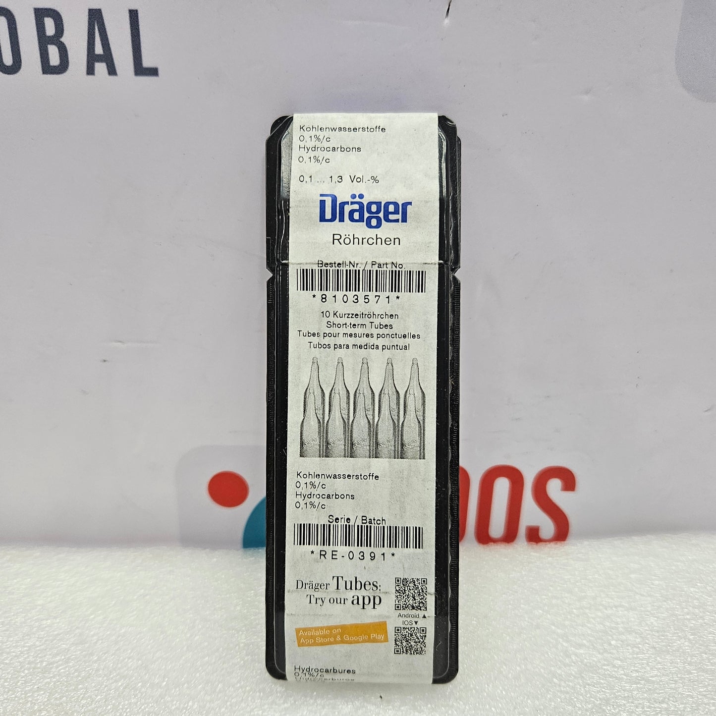 Drager 8103571 Hydro Carbon 0.1/C Gas Detection Tube