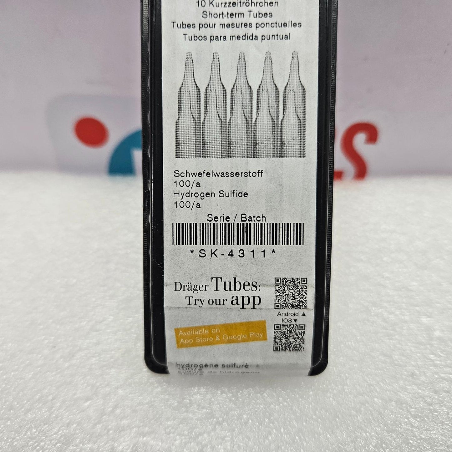 Drager CH29101 Hydrogen Sulfide 100/a Gas Detection Tube 100 To 2000 ppm
