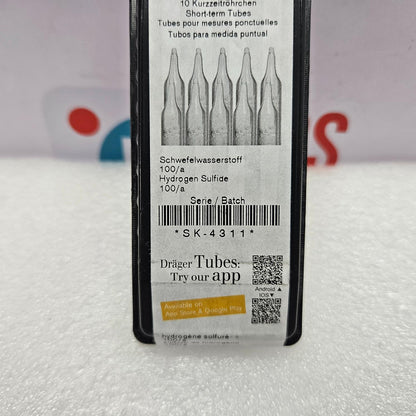 Drager CH29101 Hydrogen Sulfide 100/a Gas Detection Tube 100 To 2000 ppm