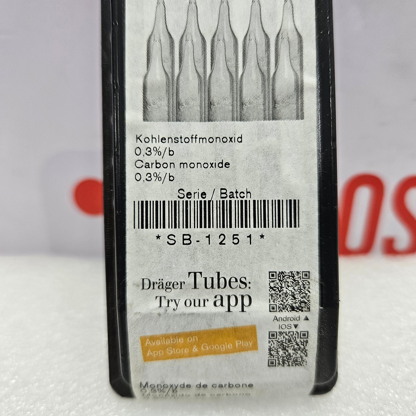 Drager CH29901 Carbon Monoxide 0.3/B Gas Detection Tube