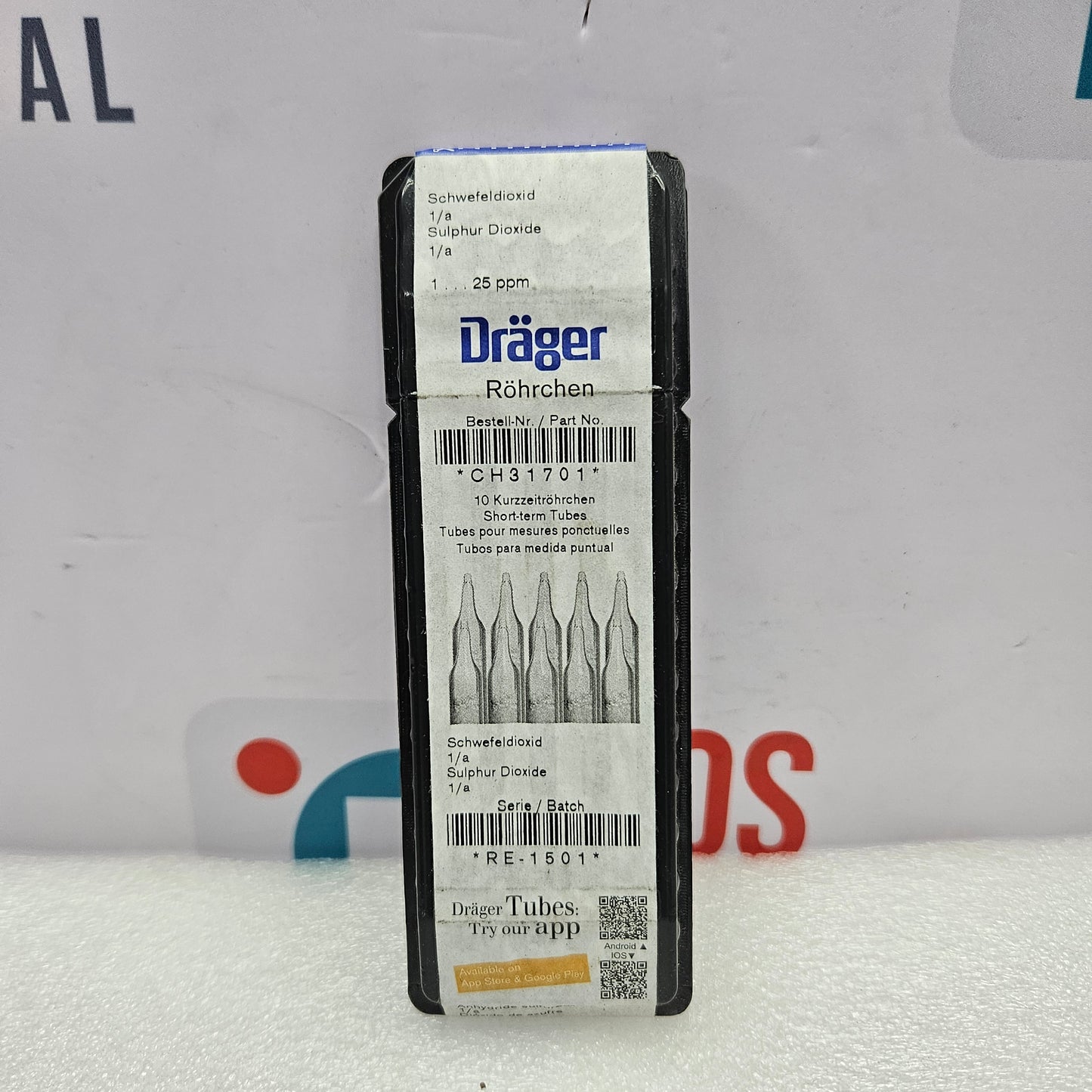 Drager CH31701 Sulphur Dioxide 1a Gas Detection Tube 1 To 25 ppm