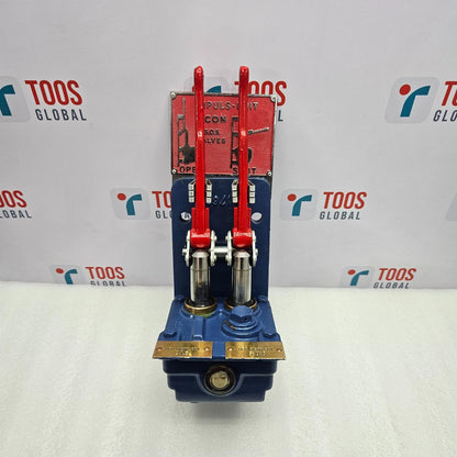 ECON IMPLUS-UNIT 2 PISTONS FOR QUICK CLOSING SOS VALVE B17669 Mechanical valve component with red and blue colors on a white background with 'TOOS GLOBAL' branding.
