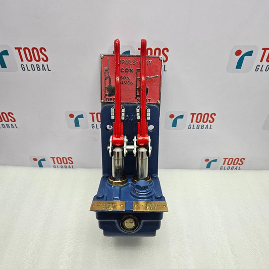 ECON IMPLUS-UNIT 2 PISTONS FOR QUICK CLOSING SOS VALVE B17669 Mechanical valve component with red and blue colors on a white background with 'TOOS GLOBAL' branding.