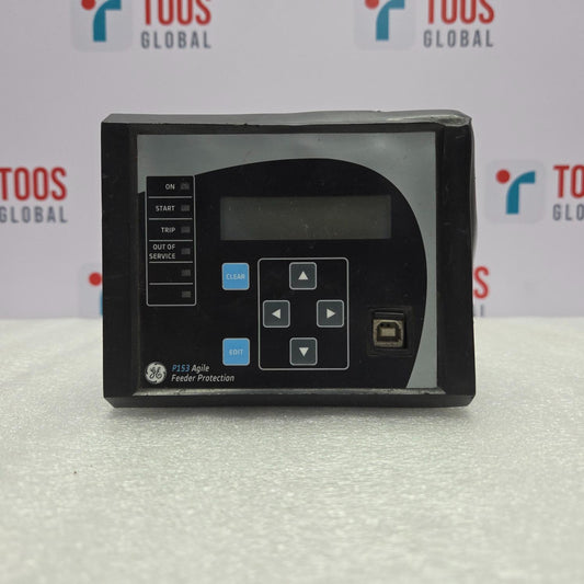 GE P153 AGILE FEEDER PROTECTION P153211A1A1010A with buttons and display on a white background with 'TOOS GLOBAL' branding.